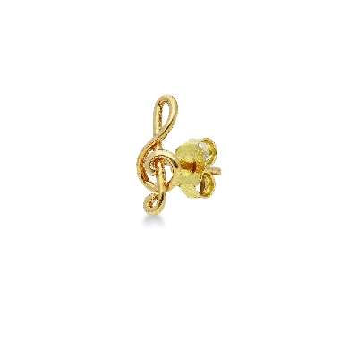 18k yellow gold musical note single earring