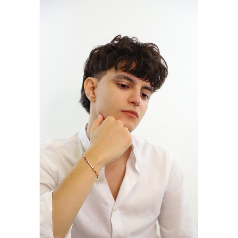 Multicolor sapphires tennis bracelet in yellow gold 18k Multicolor sapphires tennis bracelet in yellow gold 18k