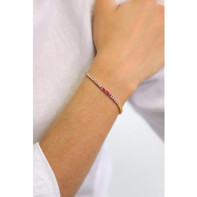 Multicolor sapphires tennis bracelet in yellow gold 18k