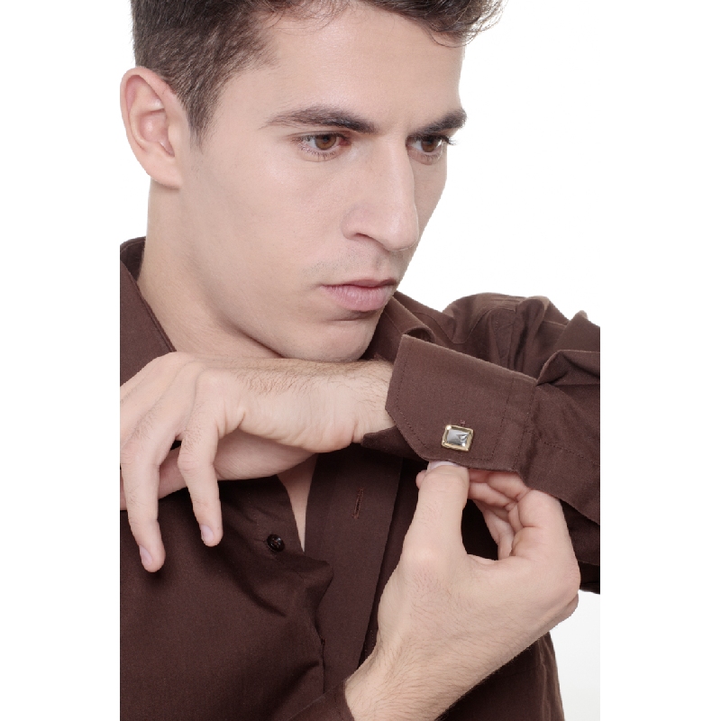 Rectangular cufflinks in yellow and white gold 750