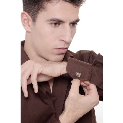 Rectangular cufflinks in yellow and white gold 750