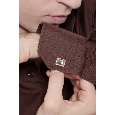 Rectangular cufflinks in yellow and white gold 750