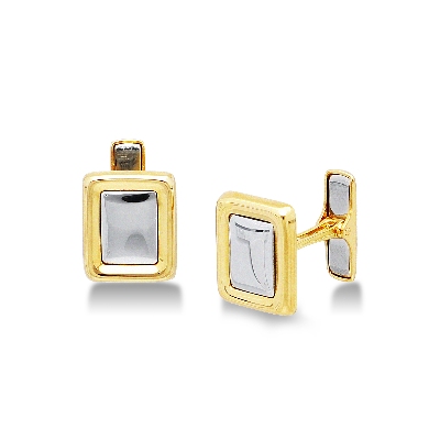 Rectangular cufflinks in yellow and white gold 750