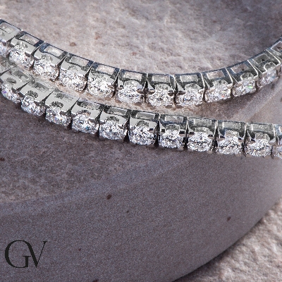 Tennis bracelet with white diamonds in white gold 18k