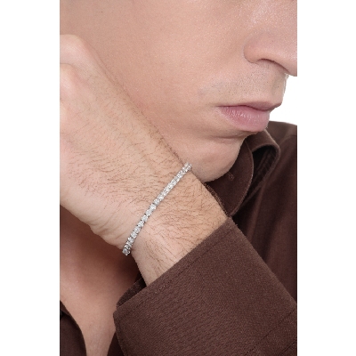 Tennis bracelet with white diamonds in white gold 18k