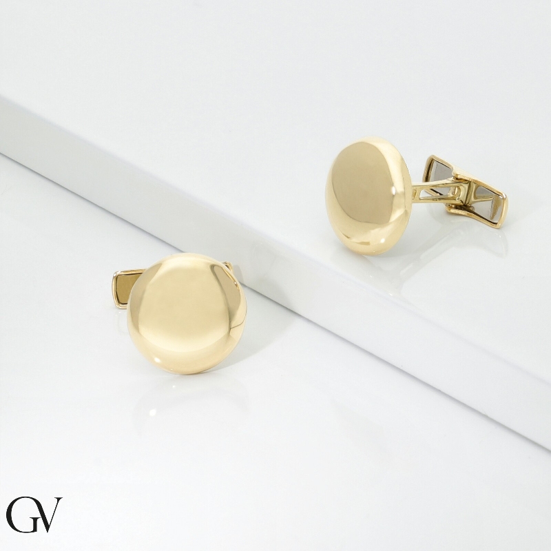18k yellow gold round cufflinks