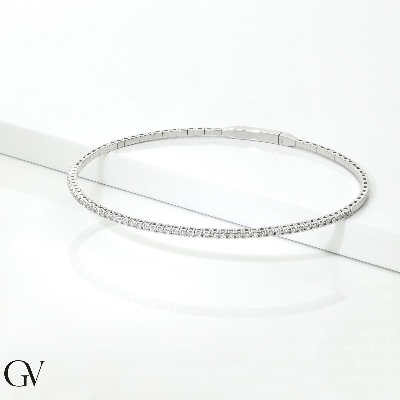 Men rigid bracelet with diamonds in white gold 18k