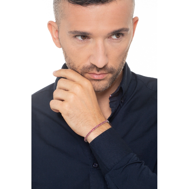 Rubies tennis bracelet in 18k white gold