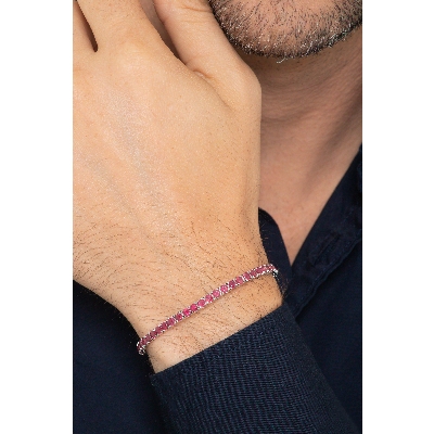 Rubies tennis bracelet in 18k white gold