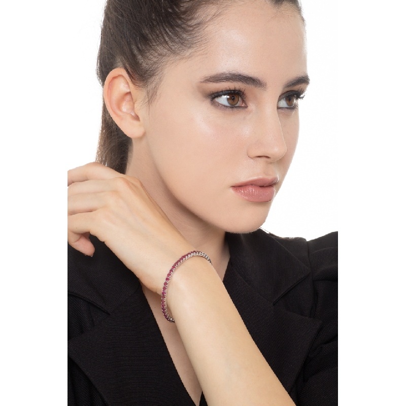 Rubies tennis bracelet in 18k white gold