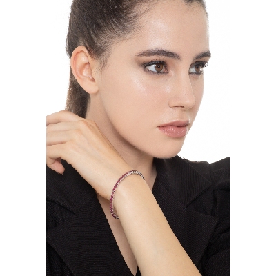 Rubies tennis bracelet in 18k white gold