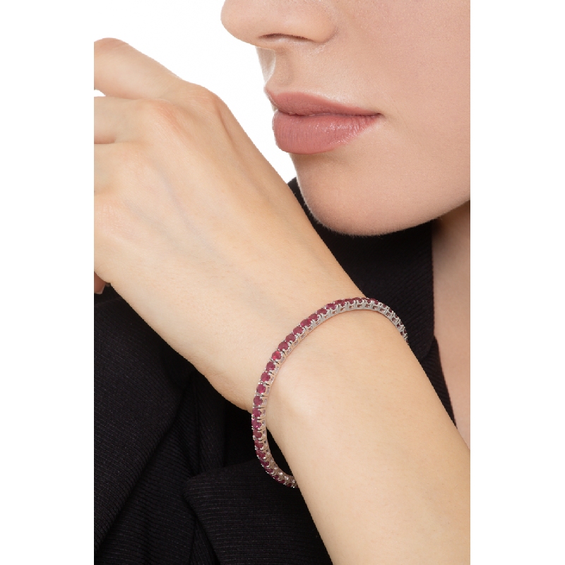 Rubies tennis bracelet in 18k white gold