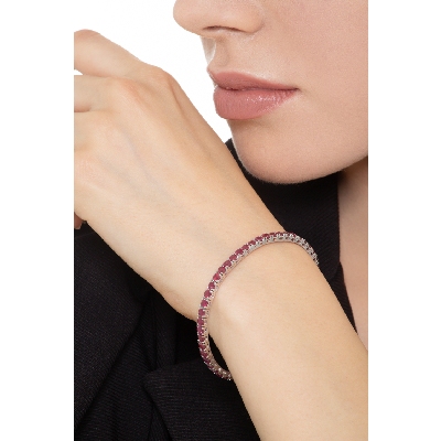 Rubies tennis bracelet in 18k white gold