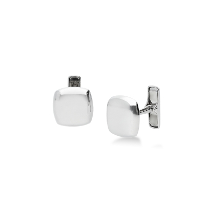 18k white gold square cufflinks with rounded corners