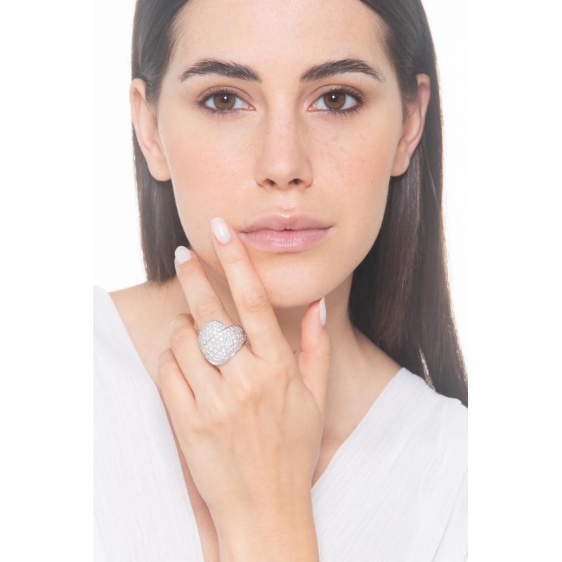 White gold 18k band ring with diamonds pavé White gold 18k band ring with diamonds pavé