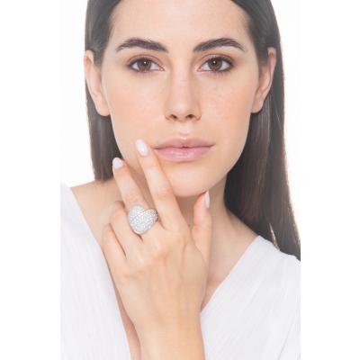 White gold 18k band ring with diamonds pavé