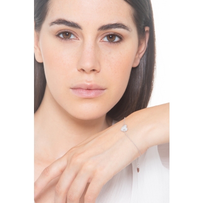 Heart pavè diamonds bracelet in white gold 750