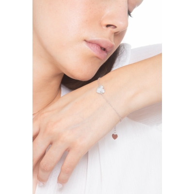 Heart pavè diamonds bracelet in white gold 750