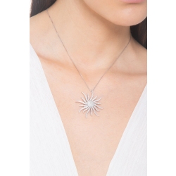 Necklace in white gold 18k with sun pendant in diamonds 2