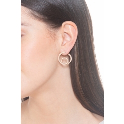 Rose gold 750 double hoop earrings with diamonds 2