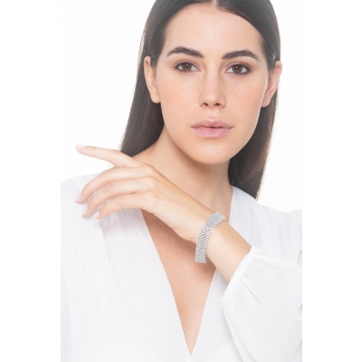 Soft link bracelet in gold 750 with diamonds