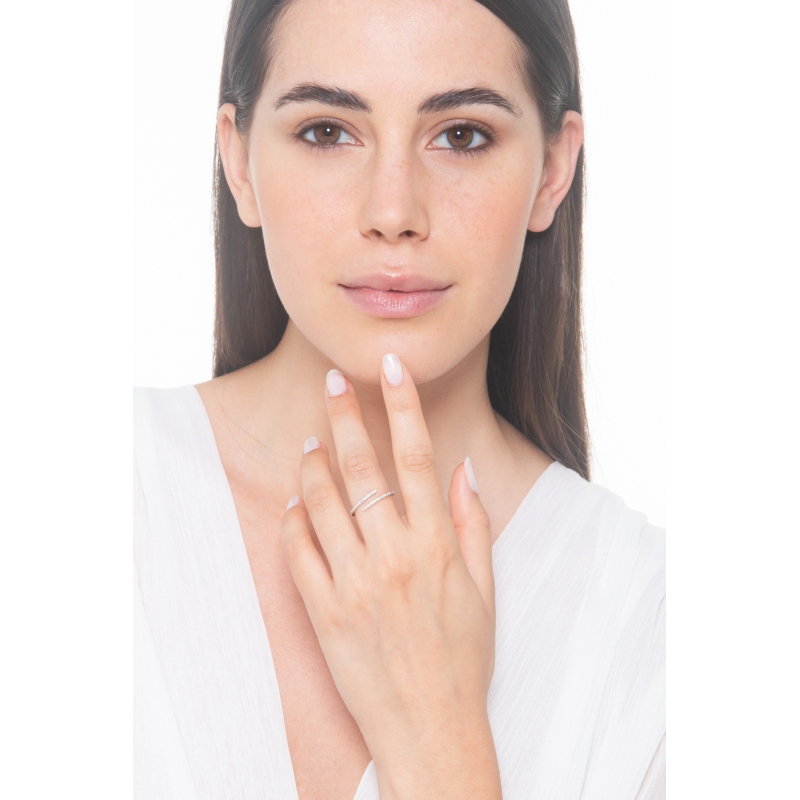 Curved ring in white gold 18k and diamonds  Curved ring in white gold 18k and diamonds