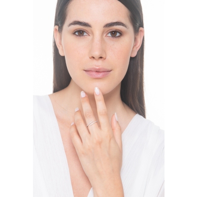 Curved ring in white gold 18k and diamonds 