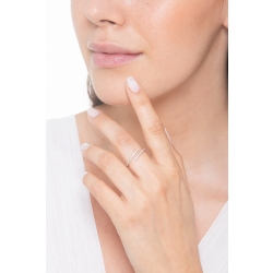 Curved ring in white gold 18k and diamonds  2