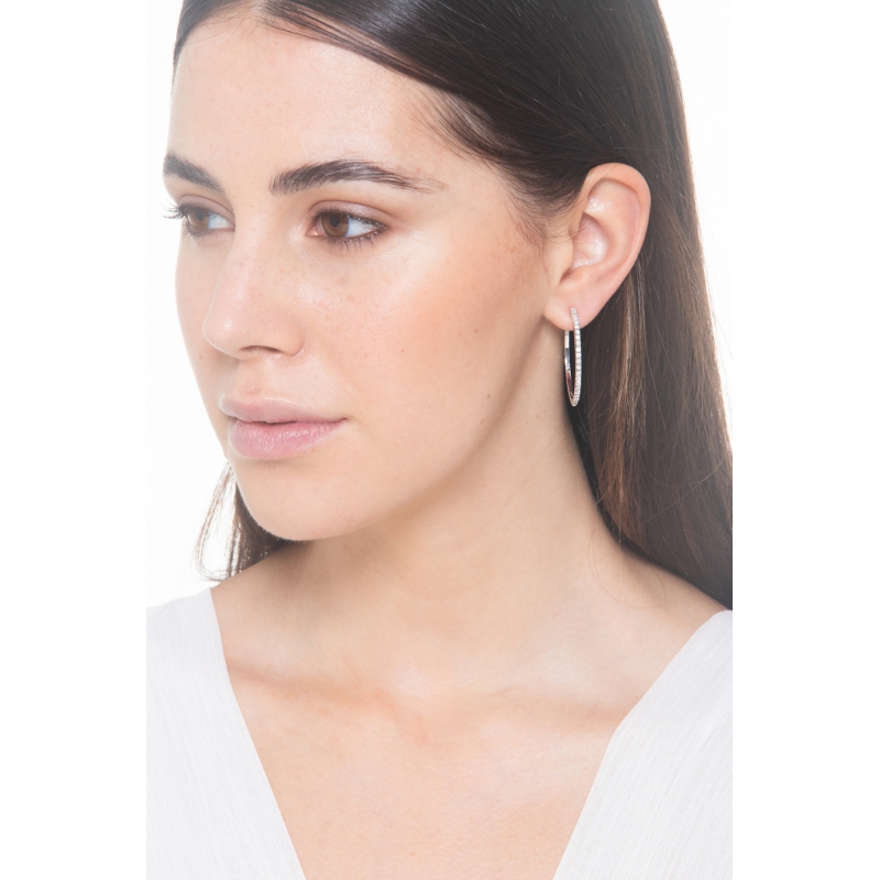 White gold 18k hoop earrings with diamonds  White gold 18k hoop earrings with diamonds
