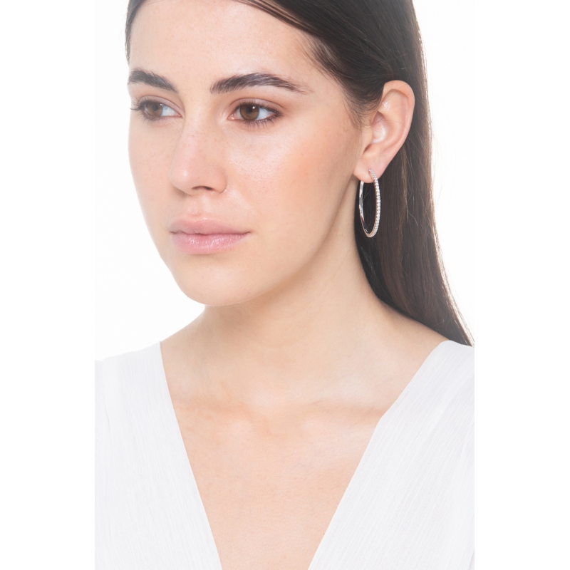 18k white gold hoop earrings with diamonds, 1,05 ct  18k white gold hoop earrings with diamonds, 1,05 ct