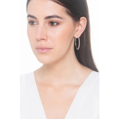 18k white gold hoop earrings with diamonds, 1,05 ct 