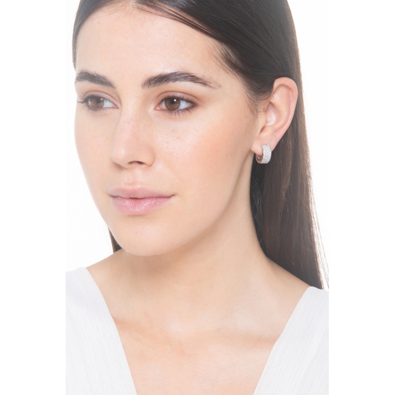 18k white gold hoop earrings with diamonds, 0,60 ct