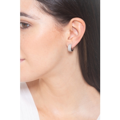 18k white gold hoop earrings with diamonds, 0,60 ct