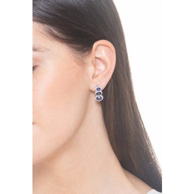 Blue sapphires and diamonds earrings in white gold 750