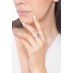 Ring in white gold 750 with blue, pink sapphire and diamonds 2