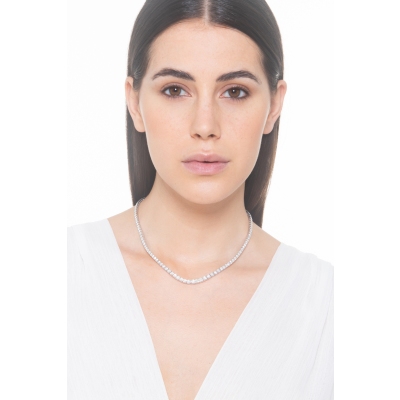 Riviere necklace in white gold 750 with diamonds