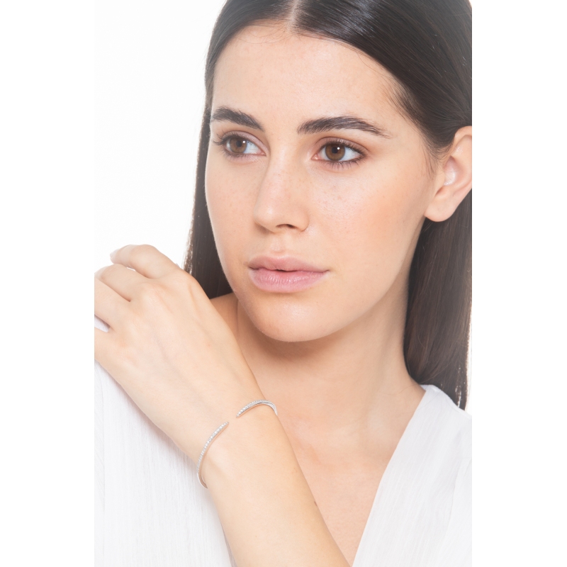 18k white gold spring bracelet open with diamonds 18k white gold spring bracelet open with diamonds