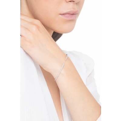 18k white gold spring bracelet open with diamonds