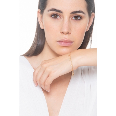 Yellow gold 18k bracelet with stars and little bell charms