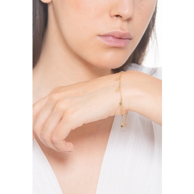 Yellow gold 18k bracelet with stars and little bell charms