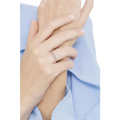 5 diamonds half eternity ring 0,40 ct in white gold 18k 