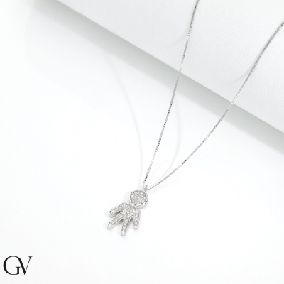 Kid diamonds necklace in white gold 750