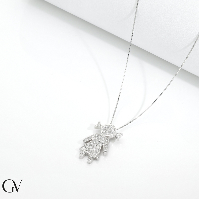 750 white gold little girl diamond necklace 750 white gold little girl diamond necklace