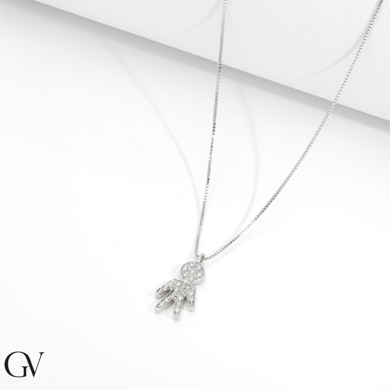 18k white gold necklace with child pendant 18k white gold necklace with child pendant