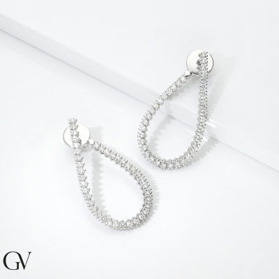 18k white gold drop earrings diamonds