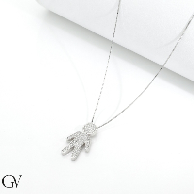 750 white gold necklace with child pendant