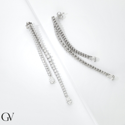 750 white gold drop earrings with diamonds