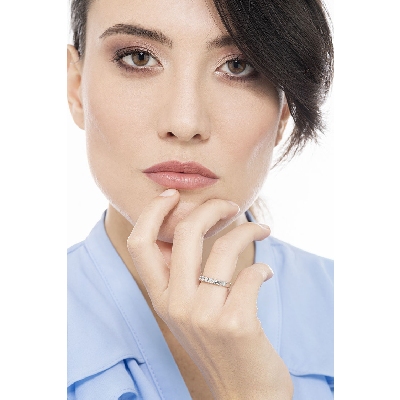 5 diamonds half eternity ring white gold ct 0,35