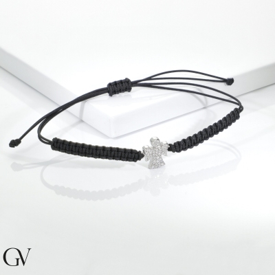 Bracelet with an angel in fabric white gold and diamonds