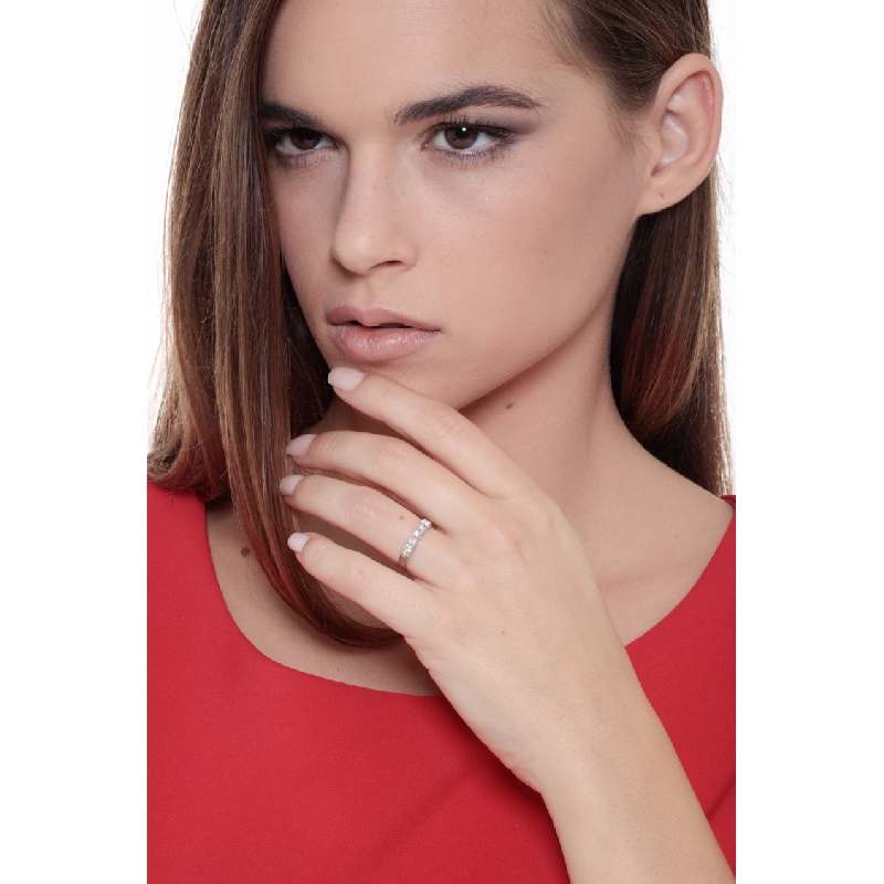 5 diamonds half eternity ring in white gold 18k ct 0,45 5 diamonds half eternity ring in white gold 18k ct 0,45